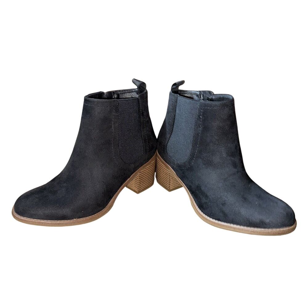 NWOB Sonoma Black Faux Suede Ankle Booties Women’s 10 Block Heel